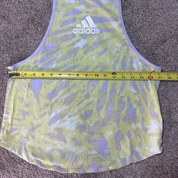 Adidas Top Women’s Small Purple Yellow Tie Dye Workout Running T-Back Tank - Picture 8 of 11